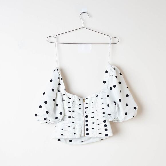 Self-Portrait Taffeta Polka Dot Top - Size 4 - Picture 3 of 9